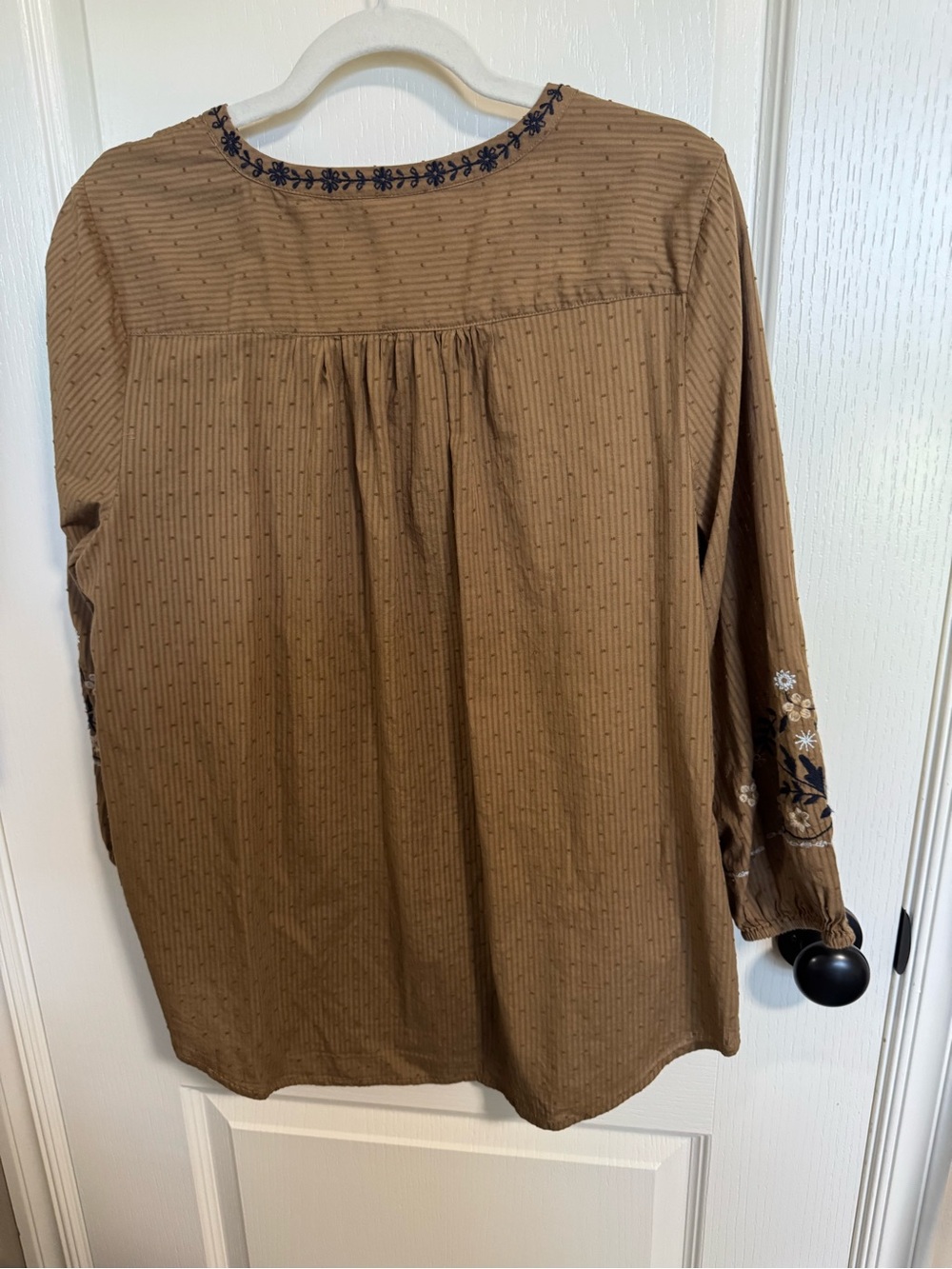 J. Jill Embroidered Swiss Dot Boho Peasant Tunic Blouse – Size L - Picture 4 of 6